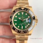 (EW) Swiss Replica Rolex GMT-Master II Yellow Gold Green Dial Watch 2836 Movement